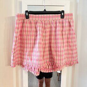 Sonderhaus Pink Gingham Ruffle Hem Cotton Lounge Sleep Shorts XL